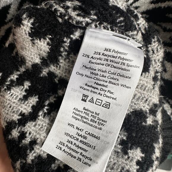 Eddie Bauer Houndstooth Knit 2XL Quarter Zip Sweater Black White Cozy Warm - Picture 7 of 7